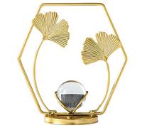 Lbvzxkad 2 Pcs Ginkgo Biloba Boule de Cristal Ornements Salon Bureau Fer Forgé Décoration Européen Décoratif en Métal Artisanat Or