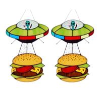 Lbvzxkad 2 Pièces UFO Abduction A Hamburger Vitrail UFO Hamburger Suspendu Verre