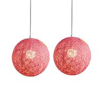 Lbvzxkad 2X Bambou Rose,Lustre Balle en Rotin et Abat-Jour en Nid de Rotin SphÉRique de CrÉAtivitÉ Individuelle