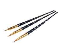 Lbvzxkad 3Pcs/Set Nail Art Vis Filetage Acrylique Uv Gel Extension Builder Peinture Brosse Motif Dessin Stylo Manucure Outil Noir