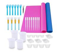 Lbvzxkad Kit D'Outils de Mélange de Résine Époxy 36 Pièces, Fournitures D'Outils Réutilisables en Résine de Silicone Souple Comprenant des Tapis en Silicone, des Tasses à Mesurer