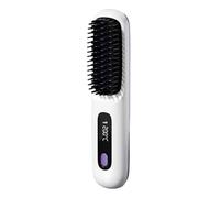 Lbvzxkad LCD USB Charge Chauffage Bouclage Puissance Peigne Lisseur Cheveux Sans Portable Peigne Lisseur Cheveux Blanc