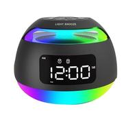 Lbvzxkad Radio-Réveil LED Portable RVB avec Récepteur Radio à Lumière Colorée, Haut-Parleur Bluetooth sans avec Double Alarme et Fonction Snooze, B