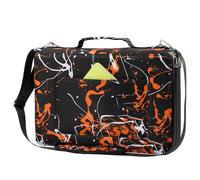 Lbxgap Grand organiseur de crayons de couleur à 500 emplacements avec fermeture éclair - Sac de rangement en tissu durable pour peintres et artistes (grandes fentes, encre orange éclaboussure)