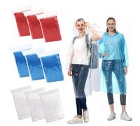 lbxtswpl Poncho imperméable, 9 pièces jetables, poncho transparent unisexe avec capuche à cordon de serrage imperméable pour les festivals de randonnée Disney (3 couleurs), Transparent, bleu, rouge, 1