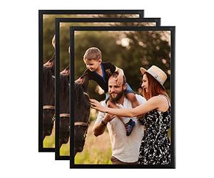 LC DISTRIBUTION Lot de 3 Cadres Photos A4 (Noir)