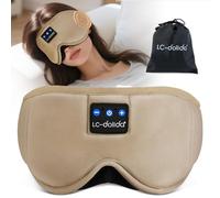 LC-dolida Masque de sommeil Bluetooth 200 % occultant 3D avec casque Bluetooth V5.4 - Peut jouer pendant 15 heures - Masque respirant avec écouteurs Bluetooth pour voyage, sieste, travail