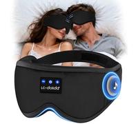 LC-dolida Masque de Sommeil Écouteur Bluetooth 5.4, 3D Masque de Nuit | Écouteurs de Sommeil Zero et 100% Blackout Casque de Sommeil Bluetooth pour les Voyages,la Sieste, le Travail Posté
