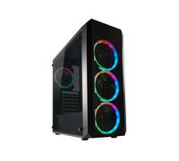 LC-Power 703B Quad-Luxx Midi Tower Noir, Façade Verre Trempé, 3x120mm LED, ATX/mATX/Mini-ITX, 2x3.5", 2x2.5", USB 3.2 Gen 1, Refroidisseur CPU 150mm, GPU 330mm