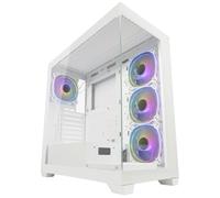 LC-Power Boîtier de jeu 715 W Seamless Pale X Midi ATX avec 4 ventilateurs ARGB de 120 mm, panneau I/O, logiciel de carte mère RVB, vitre avant et latérale en verre trempé (blanc)