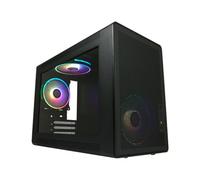 LC-Power Boîtier de jeu 716 Mo Amplified_X - Micro-ATX, 3 ventilateurs ARGB de 120 mm, partie latérale en verre trempé, USB-C 3.2 Gen 1 x 1, jusqu'à 4 ventilateurs, 3 HDDs/SSD - Poignée de transport
