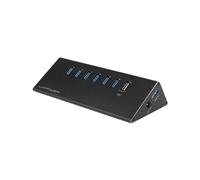 LC-Power Hub USB 3.2 Gen 1 Type-A 6 Ports 5000 Mbit/s Aluminium/Plastique Noir, Alimentation USB 5V/2.4A, Adaptateur secteur inclus - LC-HUB-ALU-2B-7