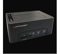 LC-Power LC-DOCK-C-MULTI-HUB - Station d'accueil USB-C 10 Gb/s 2x SATA 2 5""/3 5"" avec hub HDMI 4K60 RJ45 USB lecteur SD