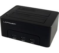 LC Power LC-DOCK-U3-HUB - Station d'accueil pour disque dur avec indicateur d'alimentation, hub USB 3 ports, interrupteur marche/arrêt, fonction de clonage Baies : 2 - 2,5" / 3,5" partagées (6,4 cm/8,