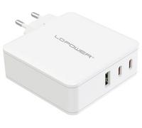 LC Power LC-GAN-100 Chargeur USB 100 W 2x USB-C®, 1x USB-A Power Delivery 3.0 blanc intérieure GaN,