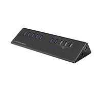 LC-HUB-ALU-2B-10 - Hub USB 3.0, 7 + 3 ports, noir, bloc d'alimentation inclus