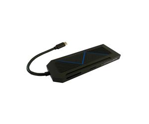 LC-Power LC-HUB-C-MULTI-6-RGB : Hub USB 3.2 Gen 2 Type-C, Lecteur Cartes SD/MMC/MicroSD, HDMI 4K 30Hz, RJ45 Gigabit Ethernet, USB-C PD 100W