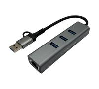 LC-Power LC-HUB-C-Multi-9 Hub USB-C | 3 Ports USB | Port LAN Gigabit | Plug'n'Play