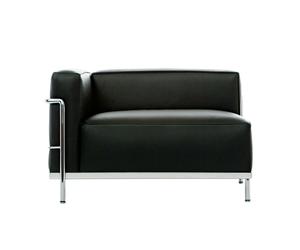LC3 Fauteuil Grand Confort méridienne accoudoir gauche noir chromed base