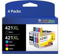 LC421 LC421XL Cartouche d'encre Compatible pour Brother DCP-J1050DW Cartouche Remplacement pour Brother MFC-J1010DW DCP-J1140DW DCP-J1800DW 500 Pages (Paquet de 4, Noir Cyan Magenta Jaune)