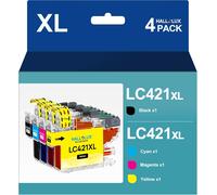 Lc421 Lc421Xl Cartouche D'Encre Compatible Pour Brother Lc421 Lc421 Xl Lc421Val Pour Brother Dcp-J1050Dw Dcp-J1140Dw Mfc-J1010Dw (Noir, Cyan, Magenta, Jaune, 4 Pack)