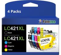 LC421 LC421XL Cartouche d'encre Compatible pour Brother LC421 LC421 XL Remplacement pour Brother DCP-J1050DW MFC-J1010DW DCP-J1140DW DCP-J1800DW (Noir, Cyan, Magenta, Jaune) Pack de 4