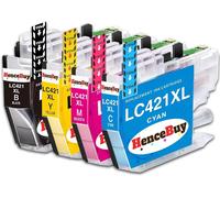Lc421 Lc421Xl Cartouches D'Encre Compatible Pour Brother Lc421 Xl Pour Imprimante Brother Dcp-J1050Dw Dcp-J1140Dw Mfc-J1010Dw (Noir, Cyan, Magenta, Jaune, 4-Pack)