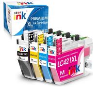 LC421 LC421XL Cartouches d'encre Compatibles avec Brother LC421 XL LC-421XL LC-421VAL pour DCP-J1050DW MFC-J1010DW DCP-J1140DW Noir(Noir, Cyan, Magenta, Jaune) Pack de 4