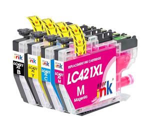 LC421 LC421XL Cartouches d'encre Compatibles avec Brother LC421 XL LC-421XL LC-421VAL pour DCP-J1050DW MFC-J1010DW DCP-J1140DW Noir, Cyan, Magenta, Jaune, Pack de 4