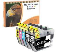 Lc421 Lc421Xl Compatible Pour Cartouche D'Encre Brother Lc421 Lc421Xl Lc421Val Pour Encre Brother Mfc-J1010Dw Dcp-J1050Dw Dcp-J1140Dw (Pack De 5, 2Noir, 1Cyan, 1Magenta, 1Jaune)