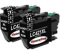 Lc421 Lc421Xl Noir Cartouches D'Encre Compatible Pour Brother Lc421Bk Lc421Bk Cartouche Pour Imprimante Brother Dcp-J1050Dw Dcp-J1140Dw Mfc-J1010Dw (2 Noir)