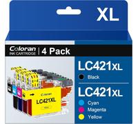 LC421 XL Cartouches d'encre Remplacement Compatible pour LC421 LC421XL LC421XLBK LC421XL BK pour DCP-J1050DW MFC-J1010DW DCP-J1140DW (Noir,Cyan,Magenta,Jaune,4 Pack)