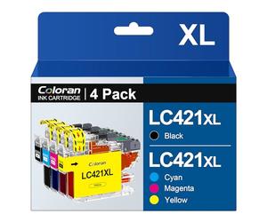 LC421 XL Pack de 4 Cartouches d'encre Remplacement Compatible pour Brother LC421 LC421XL pour Brother DCP-J1050DW DCP-J1140DW MFC-J1010DW (Noir, Cyan, Magenta, Jaune)