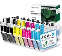 Lc421Xl Cartouche D'Encre Compatible Pour Cartouche Brother Lc421 Lc421Xl Lc-421Xl Lc-421Xlval Pack Pour Brother Dcp-J1050Dw Dcp-J1140Dw Mfc-J1010Dw (Noir/Cyan/Magenta/Jaune, Paquet De 8)