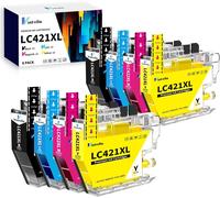 Lc421Xl Cartouche D'Encre Compatible Pour Cartouche Brother Lc421 Lc421Xl Lc-421Xl Lc-421Xlval Pack Pour Brother Dcp-J1050Dw Dcp-J1140Dw Mfc-J1010Dw (Paquet De 8)[ENC940014]