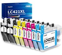 Lc421Xl Cartouche D'Encre Lot De 8 Compatible Pour Brother Lc 421 Lc-421Xl Lc421Xlval Pack Pour Brother Dcp-J1050Dw Dcp-J1140Dw Mfc-J1010Dw Dcp-J1800Dw (2 Noir, 2 Cyan, 2 Magenta, [ENC945222]