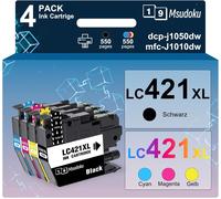 LC421XL Cartouches d'encre Compatible pour LC-421XL LC421XLVAL Multipack Cartouche LC421 XL pour DCP-J1050DW MFC-J1010DW DCP-J1140DW (Noir/Cyan/Magenta/Jaune,4-Pack)