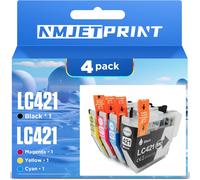 LC421XL Cartouches d'encre compatibles pour LC421 XL LC-421VAL avec Nouvelle Puce Compatible pour l'imprimante DCP-J1050DW DCP-J1140DW DCP-J1800DW MFC-J1010DW (4Packs)