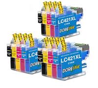 LC421XL LC-421XLVAL Lot de 12 Cartouches d'encre pour Brother LC421 LC-421XL pour Brother DCP-J1050DW DCP-J1140DW MFC-J1010DW (LC421XL Noir, Cyan, Magenta, Jaune)