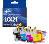 LC421XL LC-421XLVAL Lot de 4 cartouches d'encre compatibles avec Brother LC-421 LC-421XL pour imprimante Brother DCP-J1050DW DCP-J1140DW MFC-J1010DW