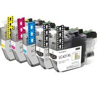LC421XL LC-421XLVAL Lot de cartouches d'encre compatibles avec Brother LC-421 LC421XL (2 x noir, 1 x cyan, 1 x magenta, 1 x jaune) pour DCP-J1050DW MFC-J1010DW DCP-J1140DW