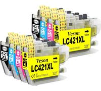 Lc421Xl Lc-421Xlval Lot De Cartouches D'Encre Compatibles Avec Brother Lc421 Lc421Xl Lc-421Xl Lc-421Xlval Lc421Xlval Pour Brother Dcp-J1050Dw Mfc-J1010Dw Dcp-J1140Dw (2 Noires, 2 Cyan, 2 Jaunes, 2