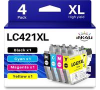 Lc421Xl Lc421 Cartouche D'Encre Compatible Pour Brother Lc421Val Lc421Xl Lc421Xlval Pour Brother Dcp-J1050Dw Dcp-J1140Dw Mfc-J1010Dw (Noir, Cyan, Magenta, Jaune, 4 Pack)[ENC941775]