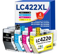 LC422XL Cartouches d'encre, BK-3000/CMY-1500 Pages, pour Brother LC422XL LC422 XL LC422VAL LC422XLVAL Multipack pour Brother MFC-J5340DW MFC-J5345DW MFC-J5740DW MFC-J6540DW MFC-J6940DW