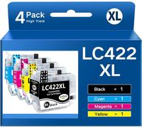 LC422XL Pigment Cartouche Compatible avec Brother LC422 XL LC422XL pour MFC-J5340DW MFC-J5345DW MFC-J5740DW MFC-J6540DW MFC-J6940DW (Pigment Noir/Cyan/Magenta/Jaune)