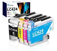 LC424 Cartouche d'encre Compatible pour Cartouche Brother LC424 LC-424 LC-424VAL Pack pour Brother DCP-J1200W DCP-J1200WE Imprimante (Paquet de 4)
