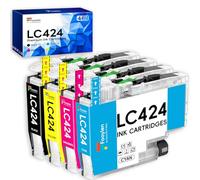 LC424 Cartouche LC 424 Cartouche d'encre Compatible pour Cartouche Brother LC424 LC-424 LC 424 Pack Compatible pour DCP-J1200W DCP-J1200WE J1200 (1 Noir 1 Cyan 1 Magenta 1 Jaune)