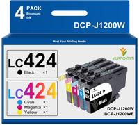 Lc424 Cartouches Multipack Compatible Pour Brother Lc-424 Lc424 Lc-424Val Cartouches D'Impression Pour Brother Dcp-J1200W Dcp-J1200We Dcp J1200W Dcp J1200We (Noir/Cyan/Magenta/Jaun[ENC944412]