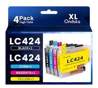LC424 Lot de cartouches d'encre LC 424 compatibles avec Brother LC-424 LC-424VAL Multipack pour Brother DCP-J1200W DCP-J1200WE (1 noir, 1 cyan, 1 magenta, 1 jaune)