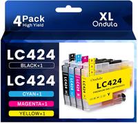 LC424 Lot de Cartouches d'encre LC 424 compatibles avec Brother LC-424 LC-424VAL Multipack pour Brother DCP-J1200W DCP-J1200WE (1 Noir, 1 Cyan, 1 Magenta, 1 Jaune)